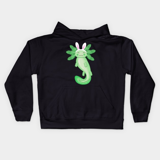 Green Axolotl Kids Hoodie by Purrfect